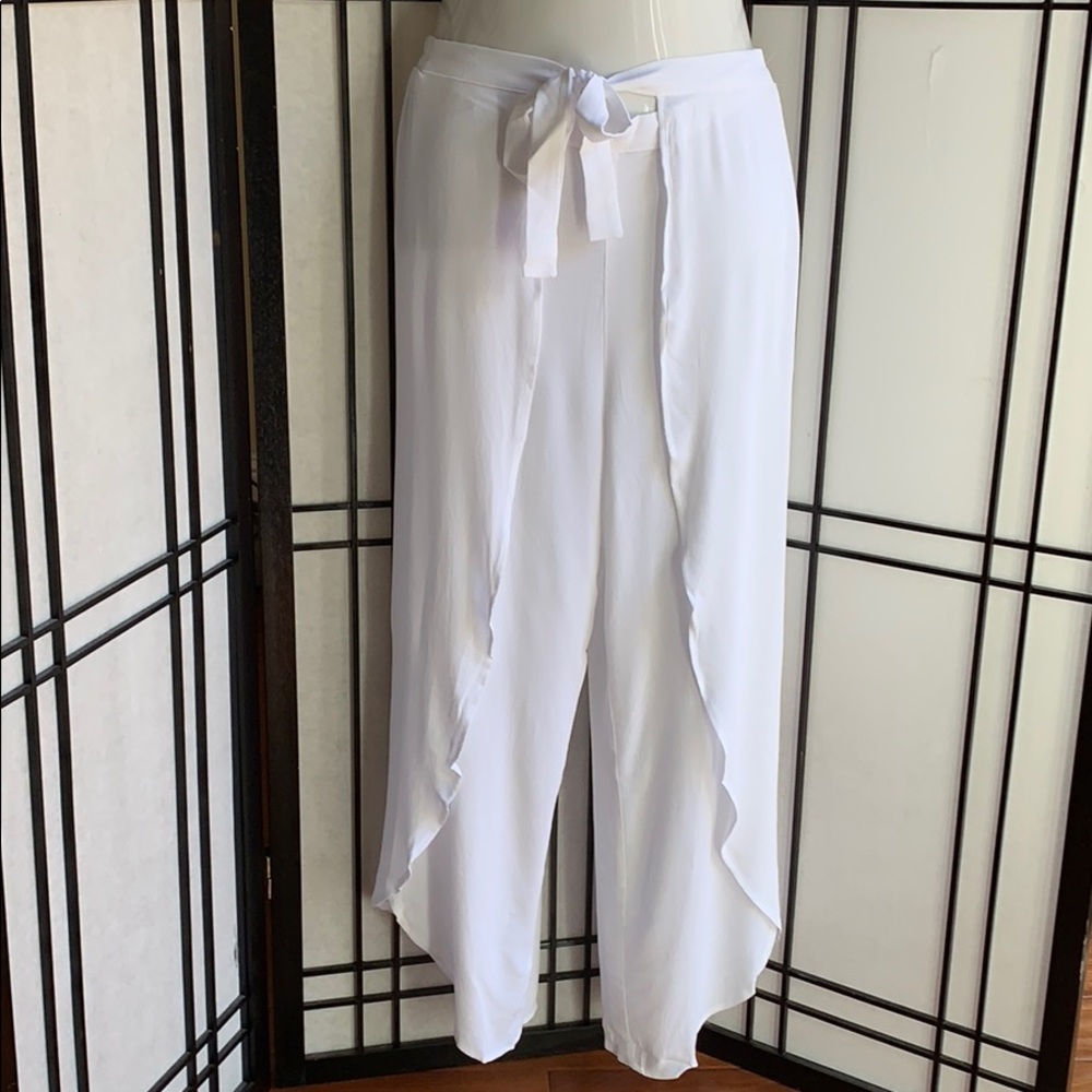 White wrapped over pants